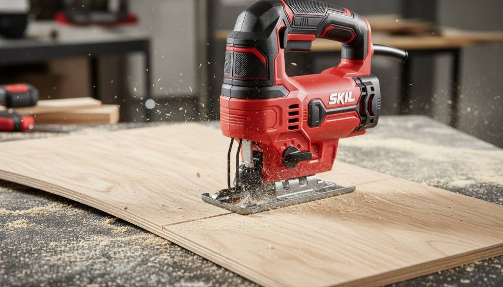 18V cordless jigsaw through curved plywood cut