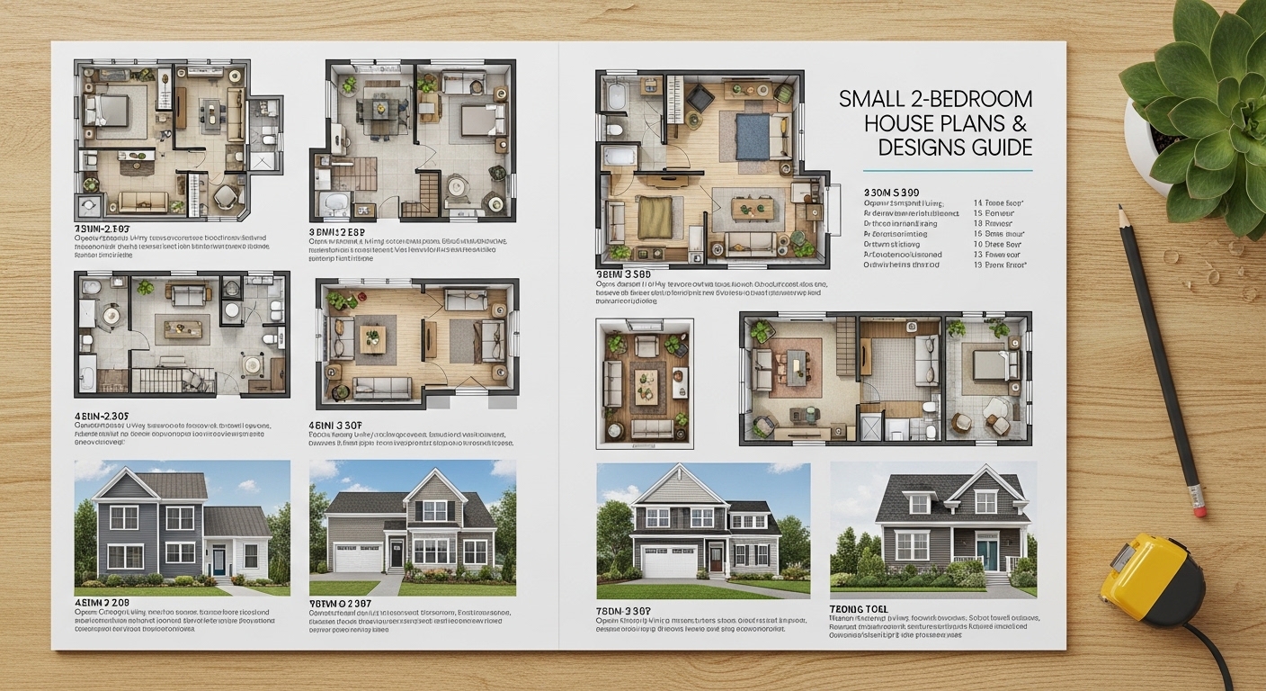 Modern open plan small two bedroom house interior design