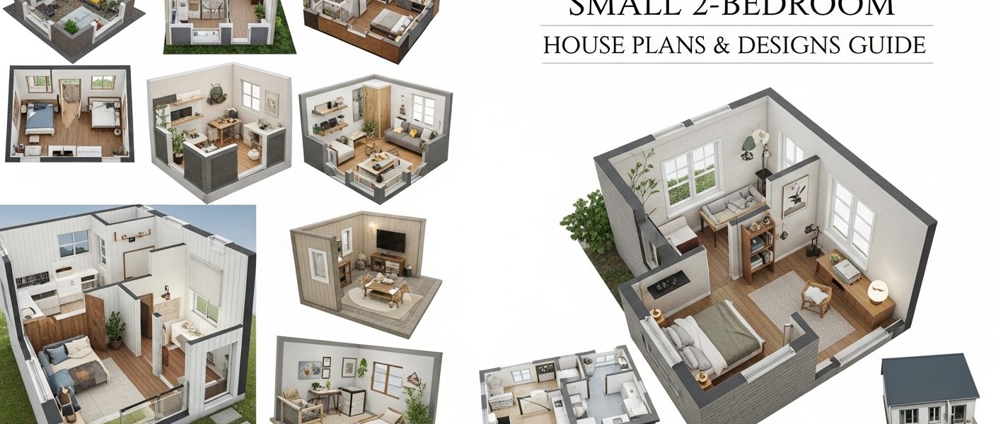 Compact small 2 bedroom house floor plan layout example