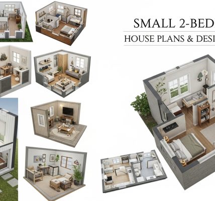 Compact small 2 bedroom house floor plan layout example