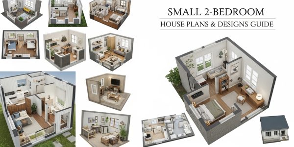 Compact small 2 bedroom house floor plan layout example