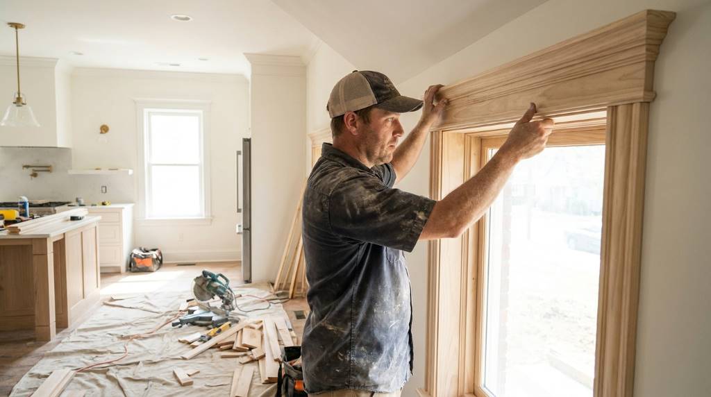 Professional kitchen remodel trim installation process