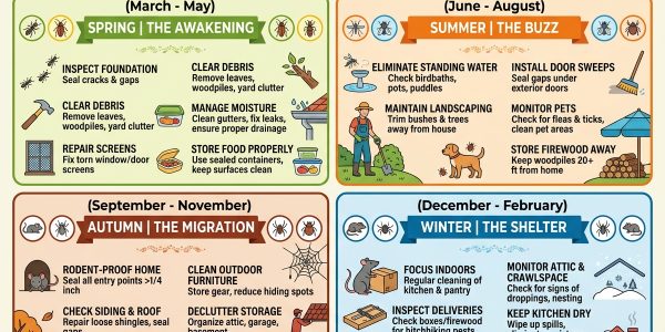 Keep your home pest-free year-round! Explore our seasonal pest prevention calendar for expert tips on stopping bugs and rodents before they get inside.