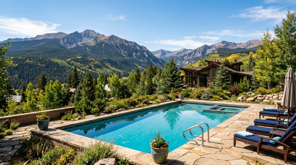 Homeowner securing a winter safety cover on a backyard swimming pool.